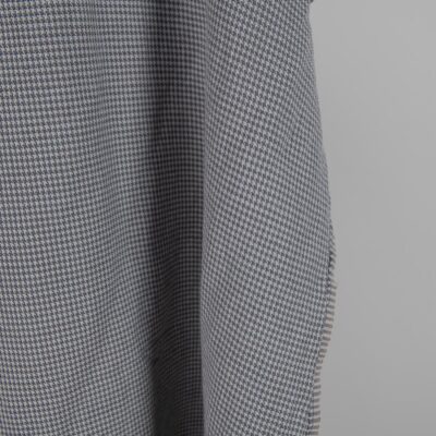 Washed linen cotton fabric grey houndstooth pattern edge