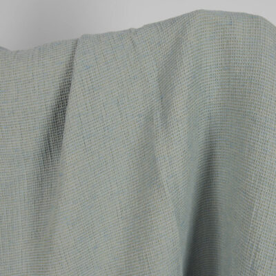 Washed linen cotton fabric blueish green waffle product photo
