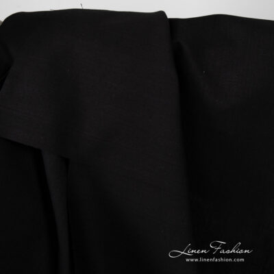 Linen blend fabric in black color