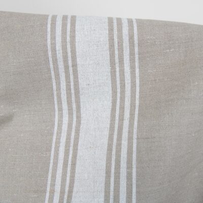 linen cotton fabric in stripes white natural, plain weave