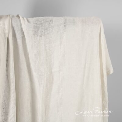 White linen fabric in rare stripes