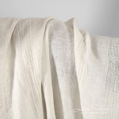 Linen fabric in vertical stripes and rhombus