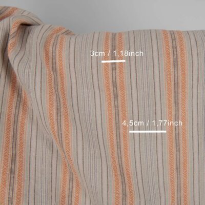Washed linen cotton in brown patterned stripes with measurements