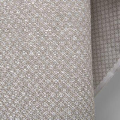 Linen cotton fabric dark beige and white diamond pattern
