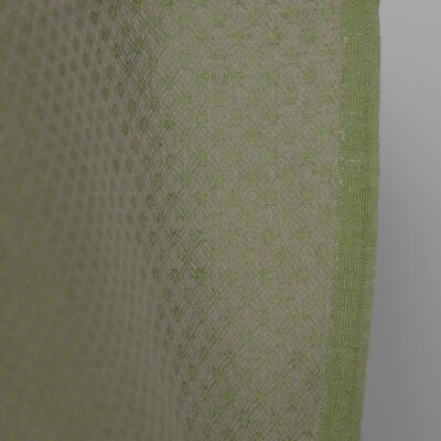 Linen cotton fabric green and beige diamond pattern edge