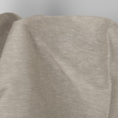 Linen cotton fabric dark beige and white melange, plain weave