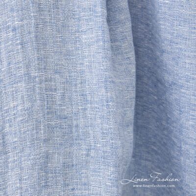 Blue linen fabric in melange washed 7 Linen fabric blue and white melange