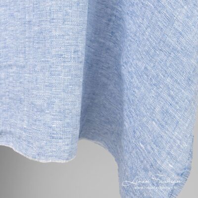 Blue linen fabric in melange washed 8 Linen fabric blue and white melange, washed
