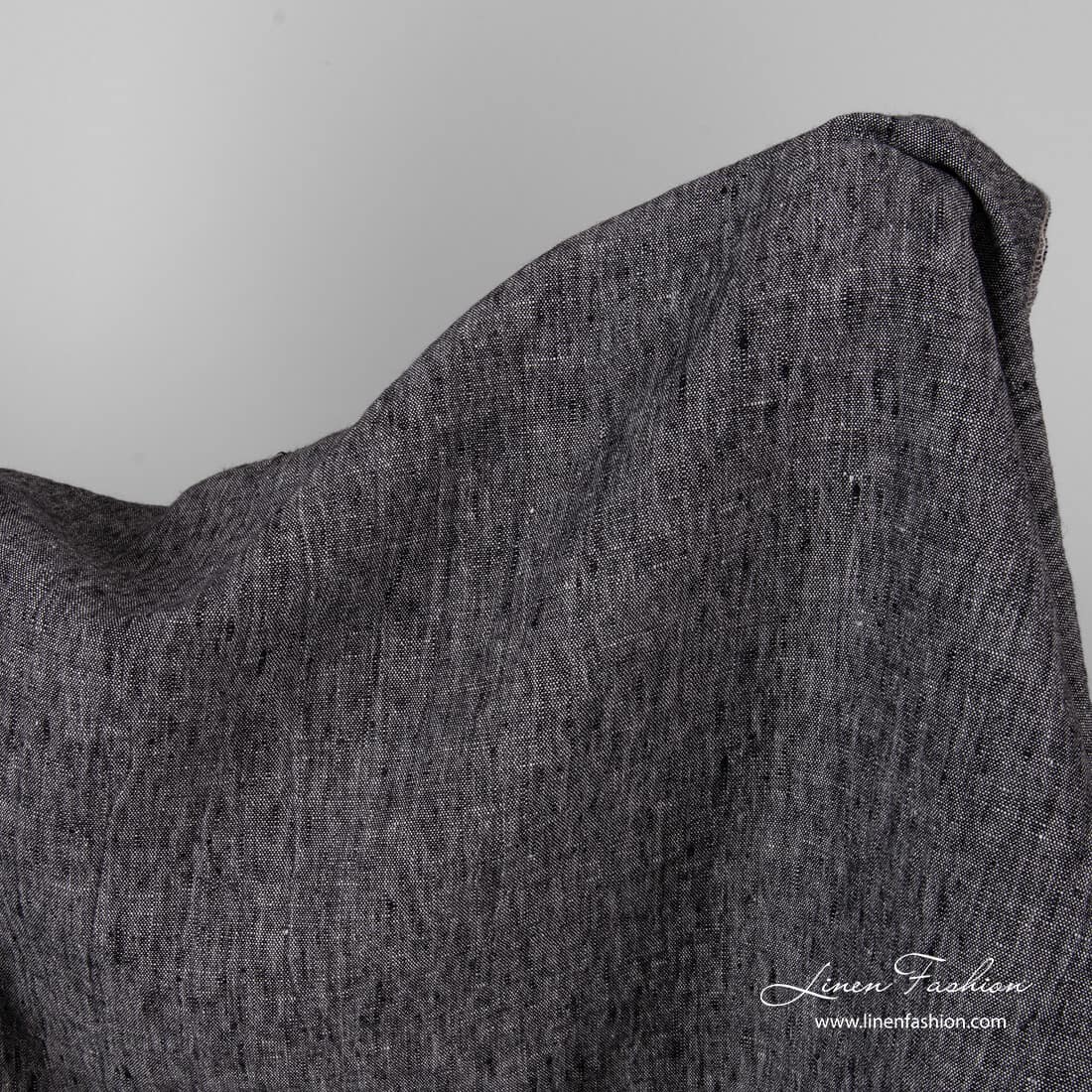 Thick linen black white fabric, washed