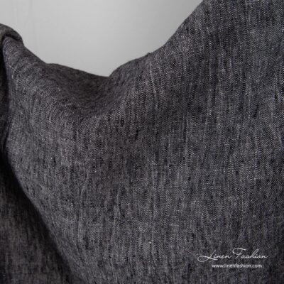 Washed black white linen fabric