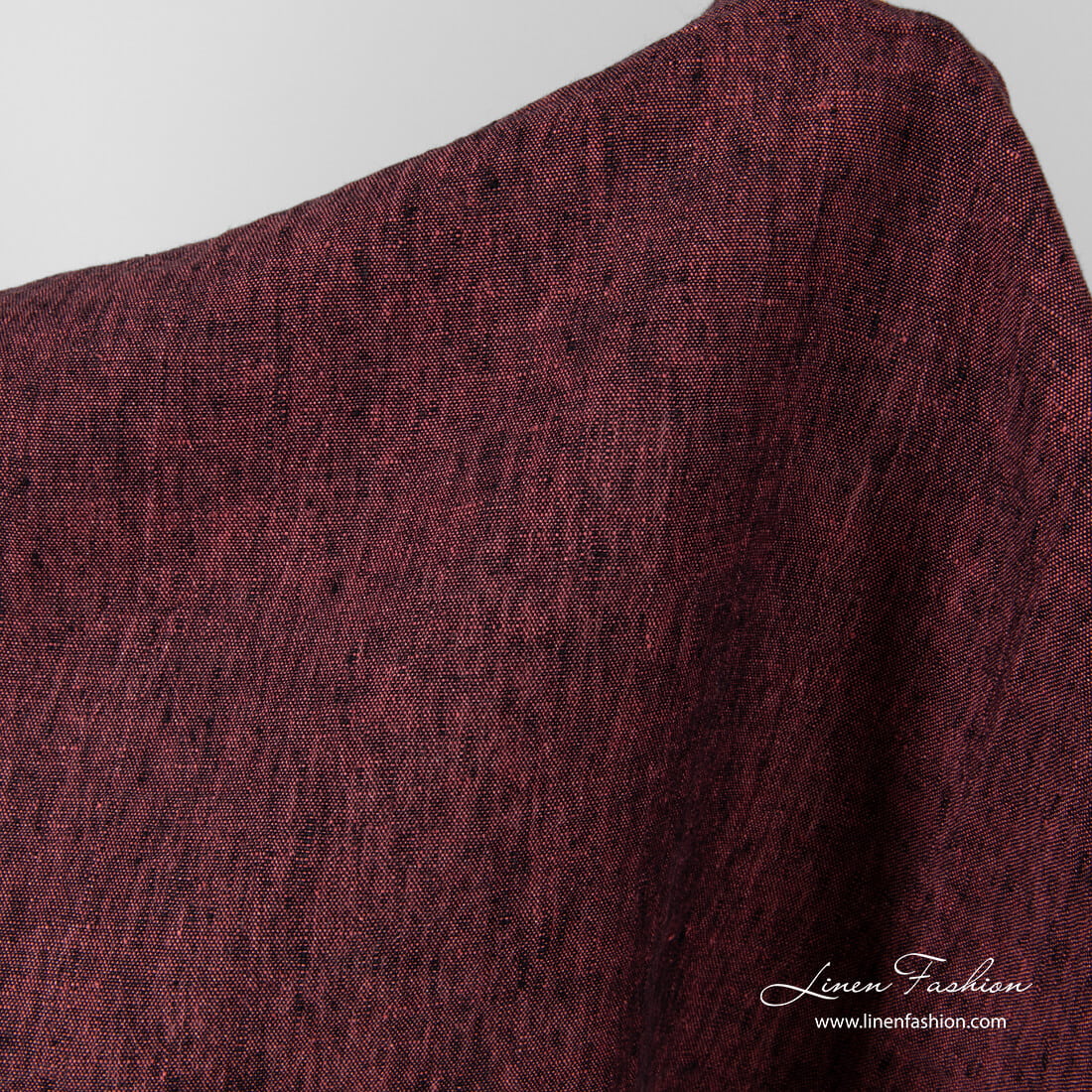 Black and pink washed linen fabric