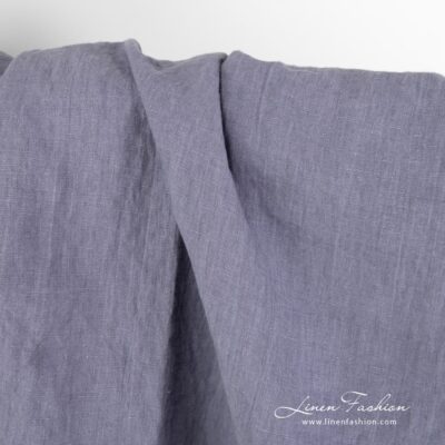 100% linen fabric in violet colour.