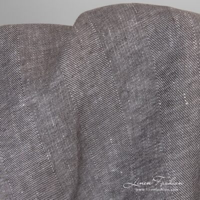 Herringbone linen fabric in grey.