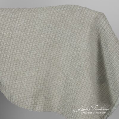 Linen cotton greenish grey patterned fabric washed 5 Linen cotton greenish grey patterned fabric