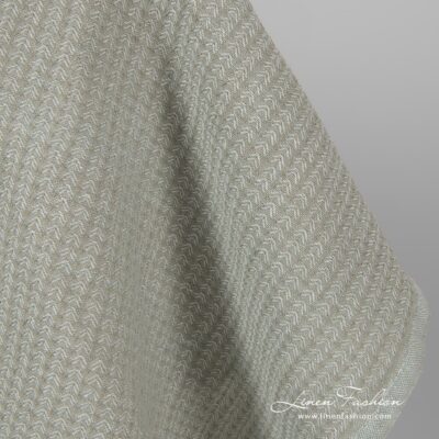 Linen cotton greenish grey patterned fabric washed 6 Washed linen cotton patterned fabric in greenish grey