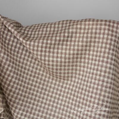 Yellowish brown openwork linen blend fabric