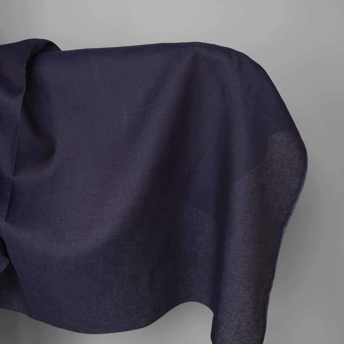 Lightweight linen fabric dark blue and brown melange