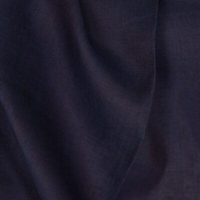 Lightweight linen fabric dark blue and brown melange, plain weave
