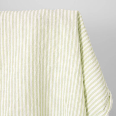 Linen cotton light green stripes washed fabric 6 linen cotton light green striped fabric.