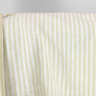 Linen cotton light green stripes washed fabric 7 linen cotton light green striped fabric with white.