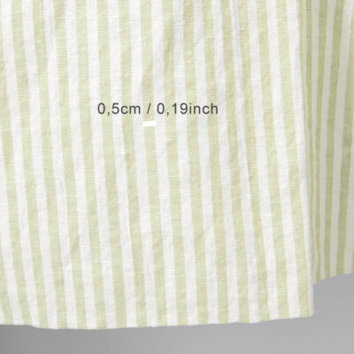 Linen cotton light green stripes washed fabric 8 linen cotton light green striped fabric 0.5cm.