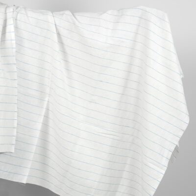 Washed linen cotton fabric white with sky blue stripes 5 Washed linen cotton fabric white with sky blue stripes product photo