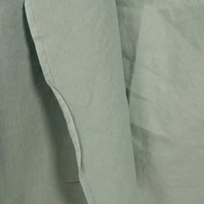 Washed linen cotton fabric aquamarine colour edge