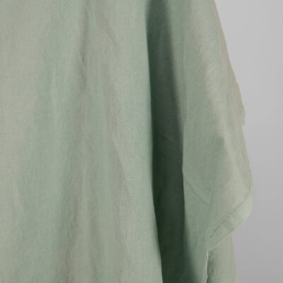 Washed linen cotton fabric aquamarine colour close up detail