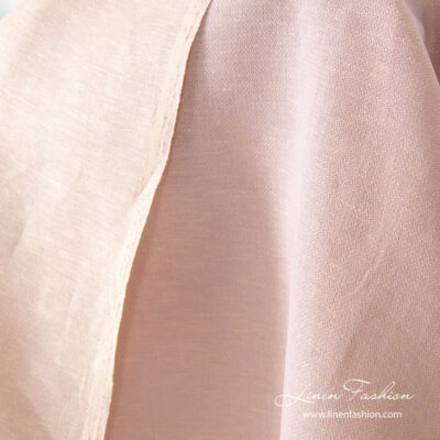 Two sided linen blend fabric in cream lilac color