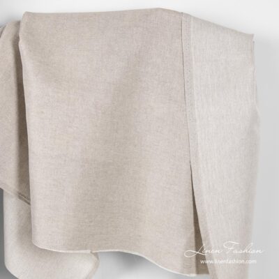 Linen cotton double sided fabric in white & flax color 5 Satin weave pattern fabric