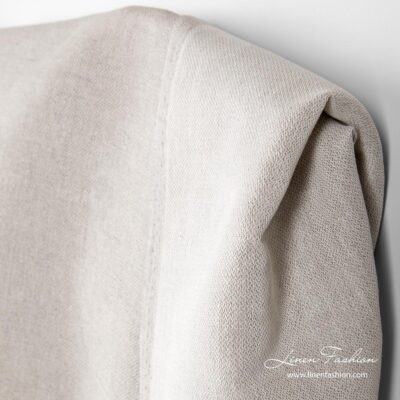 Linen cotton double sided fabric in white & flax color 8 Two sided linen blend fabric in white & flax color