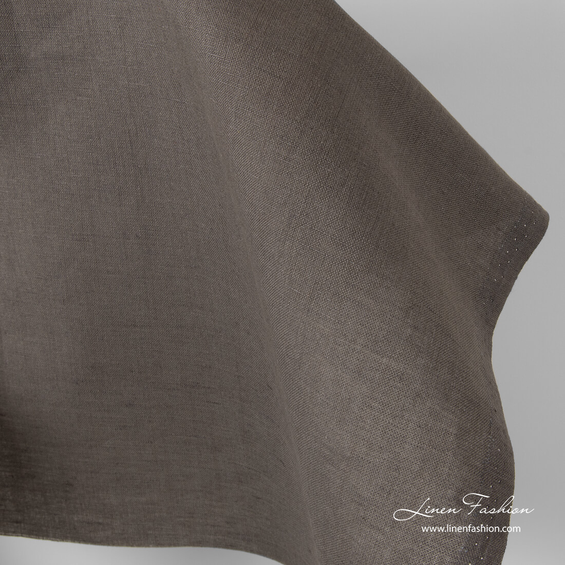 Grey brown linen fabric