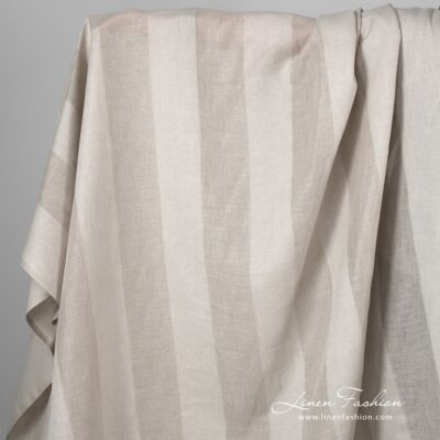 Grey linen cotton fabric with open weave stripes 5 Grey linen cotton fabric with open weave stripes.