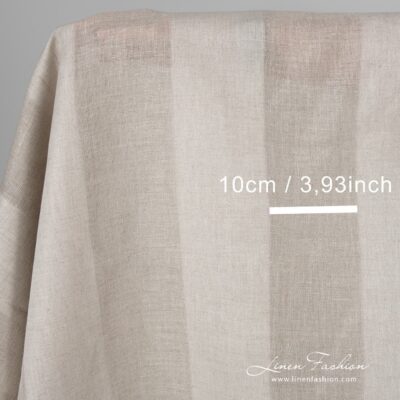 Grey linen cotton fabric with open weave stripes 8 Striped grey linen cotton fabric.