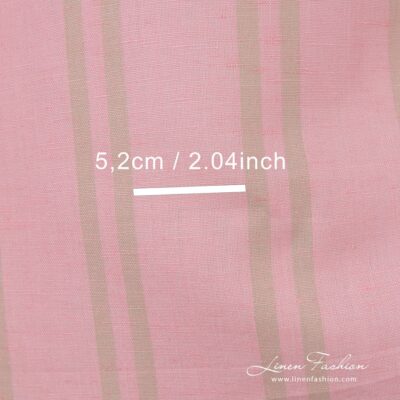 Striped pink linen cotton fabric.