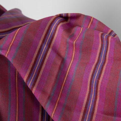 Linen cotton fabric in different shade red stripes 7 Linen cotton fabric in different shade red stripes close up detail