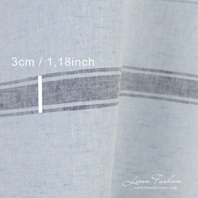 Linen cotton blueish fabric stripe size