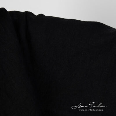 Washed linen fabric black colour product photo