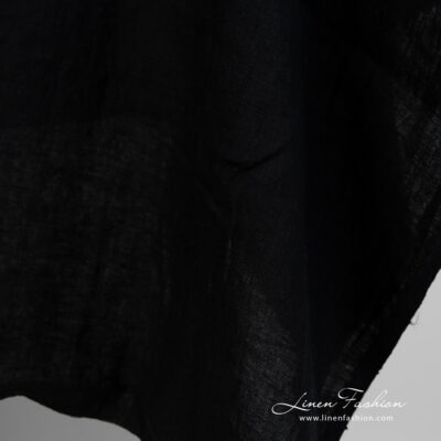 Washed linen fabric black colour edge