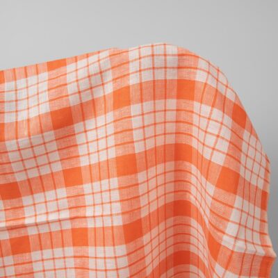Orange checked linen fabric product photo
