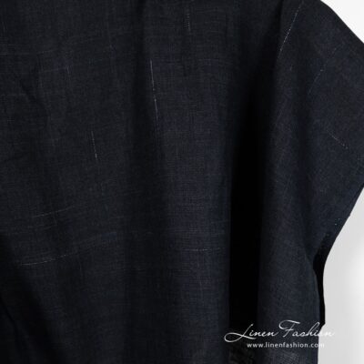 Dark blue linen fabric with decorative stripes 6 Dark blue linen fabric with stripes
