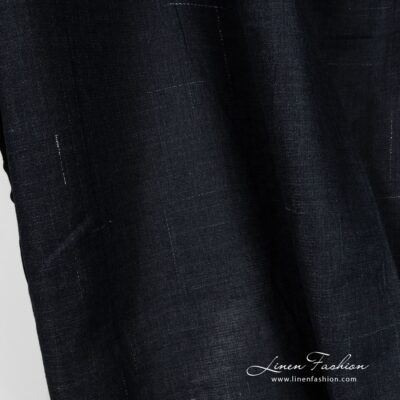 Dark blue linen fabric with decorative stripes 8 Dark blue linen fabric with decorative stripes