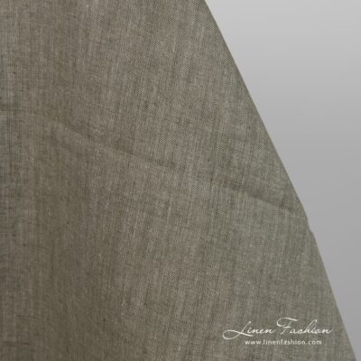 Linen fabric natural greyish green colour 7 Linen fabric natural greyish green colour close up detail