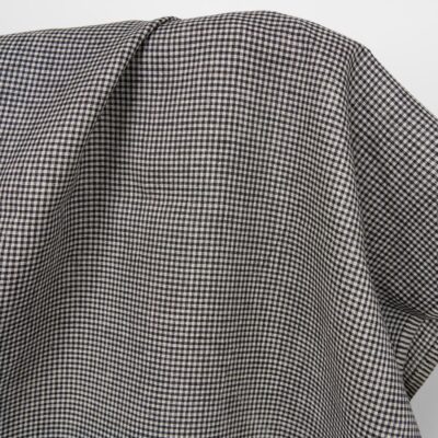 Linen fabric in natural and black checks 5 Linen fabric in natural and black checks product photo