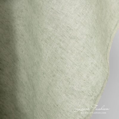 Greenish linen wide fabric in plain weave pattern