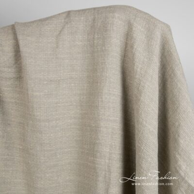 Linen cotton yellow grey fabric, specially washed to increase softness