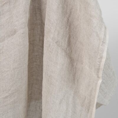Washed linen fabric natural colour transparent edge