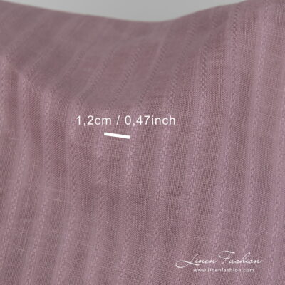 Linen fabric lilac colour with patterned stripes with measurements