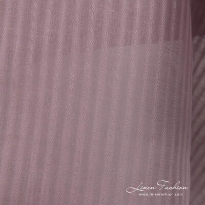 Linen fabric lilac colour with patterned stripes close up detail