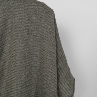 Washed linen fabric dark grey and green diamond pattern, dobby